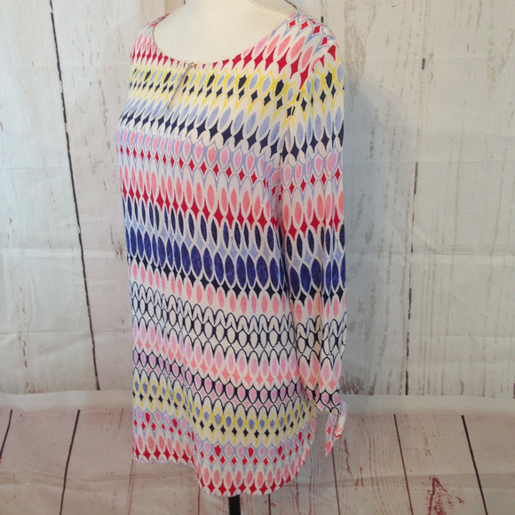 Talbots Multi Color Large Geo Print Tunic Blouse - Picture 2 of 8